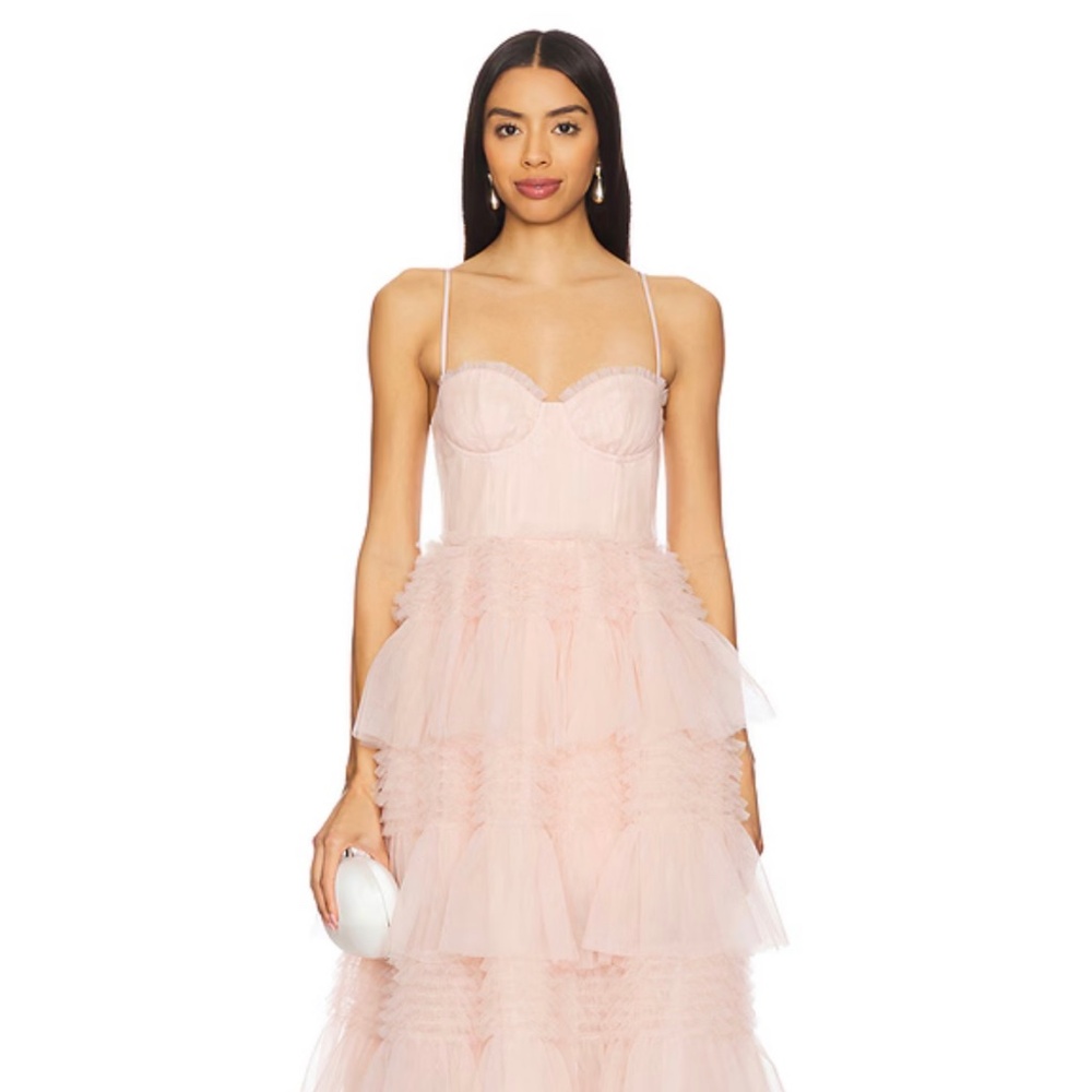 Lovers + Friends Blush Pink Tiered Tulle Wedding Dress